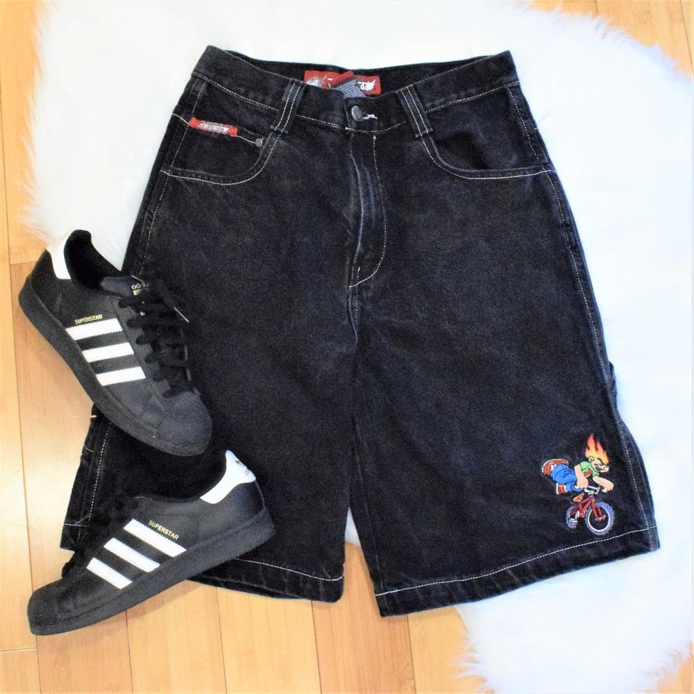 COPY - JNCO Flamehead Y2K Black Demin Boy's Shorts